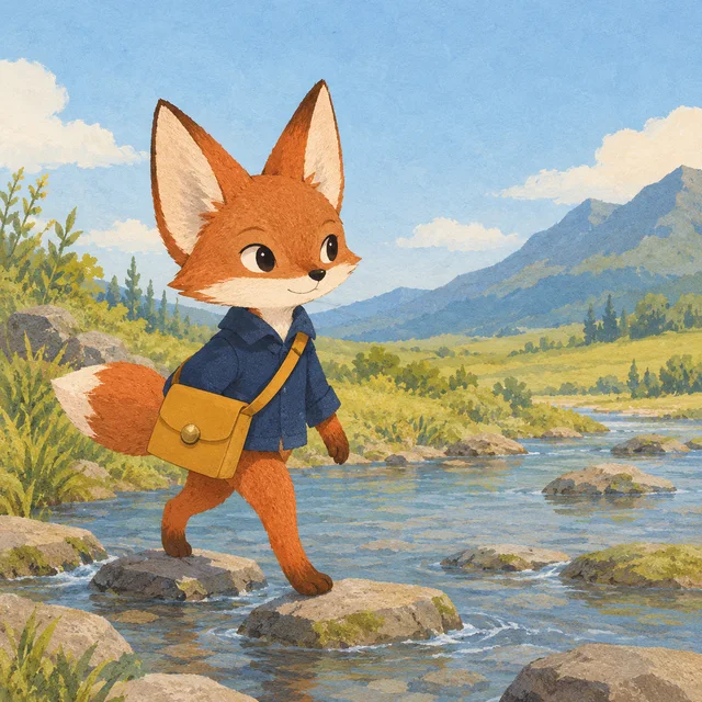 GPT Image 2.5 Sunburst · Step across a shallow stream · First result · Prompt only — actual saved API output